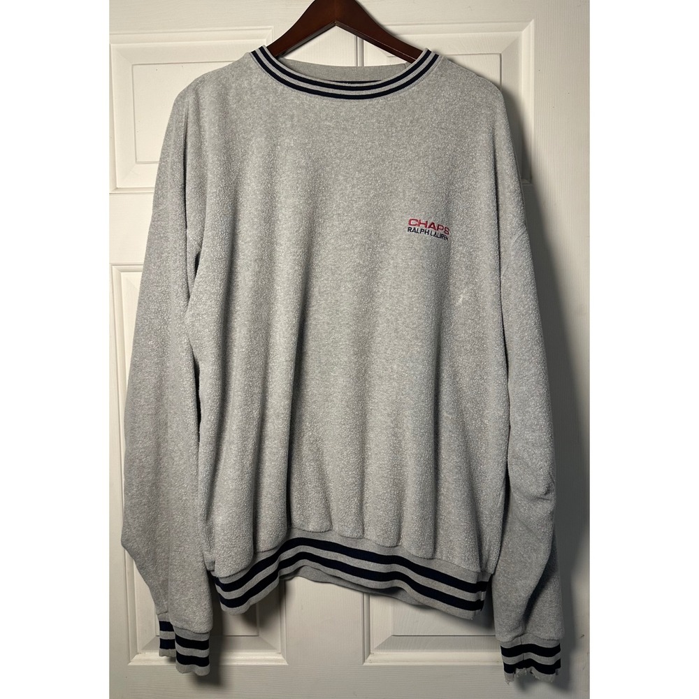 VTG Chaps‎ Ralph Lauren Mens L Pullover Crewneck Spell Out Fleece Sweatshirt